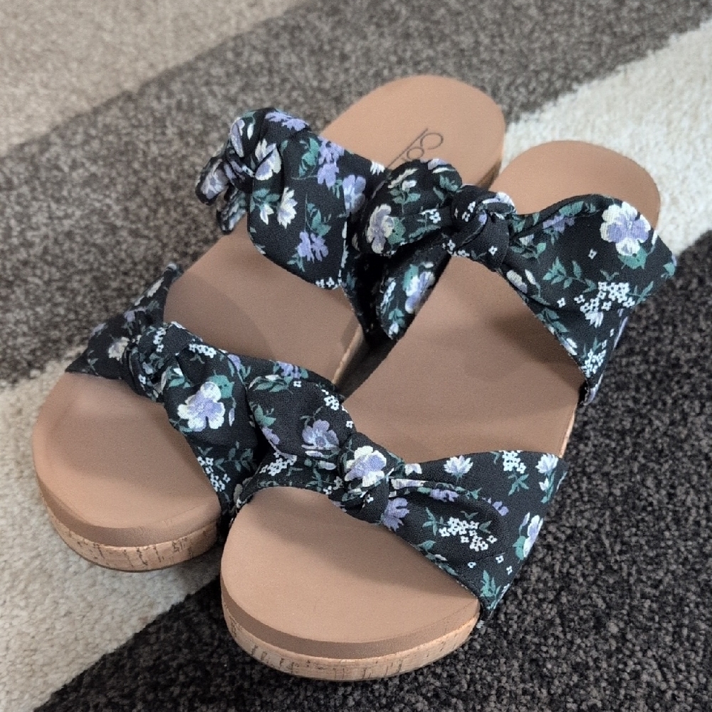 NWOT Corkys Floral Slip-on Wedge Sandals